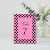 Roze en Zwarte Stippen Tafelnummer Postcard (Staand voorkant)