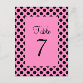 Roze en Zwarte Stippen Tafelnummer Postcard
