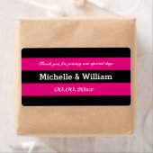 Roze en zwarte streep bruiloft water fles labels (Insitu)