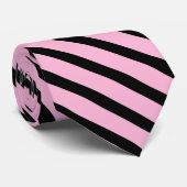 roze en zwarte streep stropdas (Opgerold)