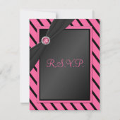 Roze en zwarte strepe R.S.V.P.-Kaart RSVP Kaartje (Voorkant)