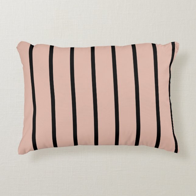 Roze en zwarte strepen accent kussen (Voorkant)