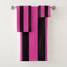 Roze en zwarte strepen badhanddoekenset bad handdoek