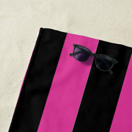 Roze en zwarte strepen badhanddoekenset strandlaken
