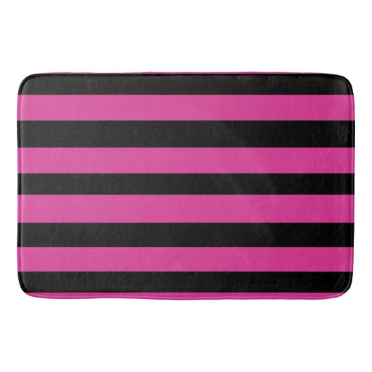 Roze en zwarte strepen  badmat (Voorkant)