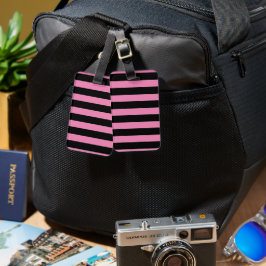Roze en Zwarte Strepen Bagage Label