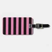 Roze en Zwarte Strepen Bagage Label (Voorkant horizontaal)