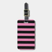 Roze en Zwarte Strepen Bagage Label (Voorkant verticaal)
