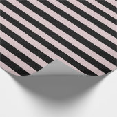 Roze en zwarte strepen cadeaupapier (Hoek)