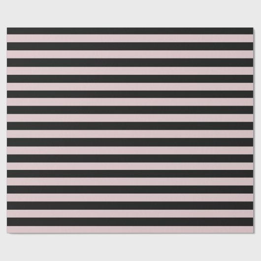 Roze en zwarte strepen cadeaupapier (Vlak)