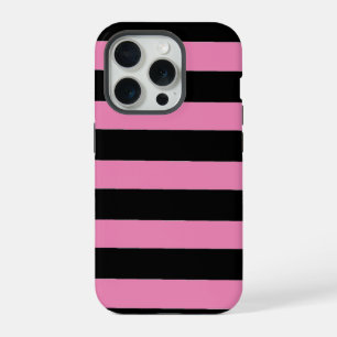 Roze en zwarte strepen iPhone 15 pro case