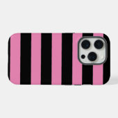 Roze en zwarte strepen iPhone hoesje (Achterkant horizontaal)