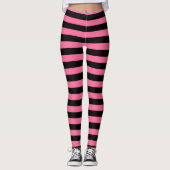 Roze en zwarte strepen leggings (Voorkant)