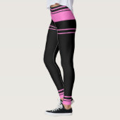 Roze en zwarte strepen leggings (Links)