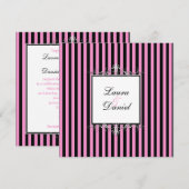 Roze en zwarte strepen met zilverscrollers kaart (Voorkant / Achterkant)