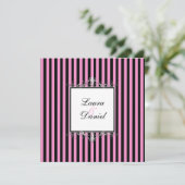 Roze en zwarte strepen met zilverscrollers kaart (Staand voorkant)