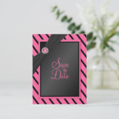 Roze en zwarte strepen Sla de Kaart Datum op (Staand voorkant)