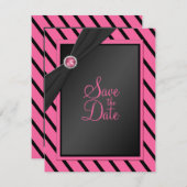 Roze en zwarte strepen Sla de Kaart Datum op (Voorkant / Achterkant)