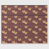 Roze en zwarte strepen Valentijn Cadeaupapier (Vlak)