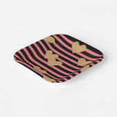 Roze en zwarte strepen Valentijn Papieren Bordje (Gebogen)