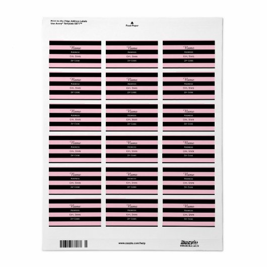 Roze en zwarte streping etiket (Full Sheet)