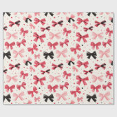 Roze en zwarte strik afdrukken cadeaupapier (Vlak)