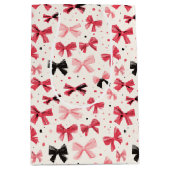 Roze en zwarte strik afdrukken medium cadeauzakje (Voorkant)