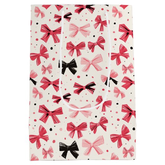 Roze en zwarte strik afdrukken medium cadeauzakje (Achterkant)