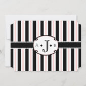 Roze en zwarte striped Typography Wedding Invite Kaart (Achterkant)