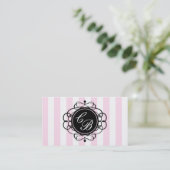 Roze en zwarte stripes Chic Boutique Visitekaartje (Staand voorkant)