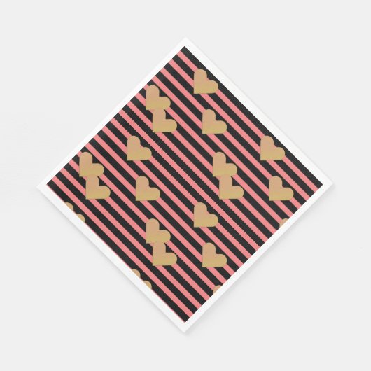 Roze en zwarte stripes Valentijn papier Servet (Hoek)