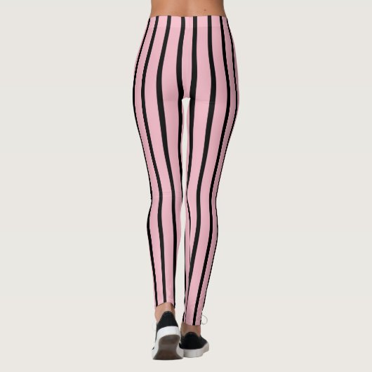 Roze en zwarte strippatroon leggings (Achterkant)