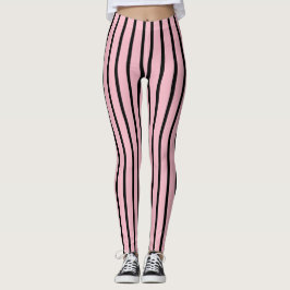 Roze en zwarte strippatroon leggings