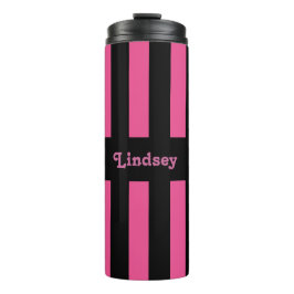 Roze en zwarte strips Thermal Tumbler Thermosbeker