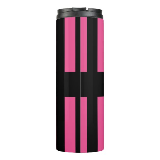 Roze en zwarte strips Thermal Tumbler Thermosbeker (Achterkant)