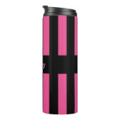 Roze en zwarte strips Thermal Tumbler Thermosbeker (Geroteerd rechts)