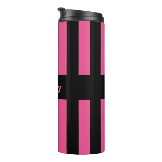 Roze en zwarte strips Thermal Tumbler Thermosbeker (Geroteerd rechts)