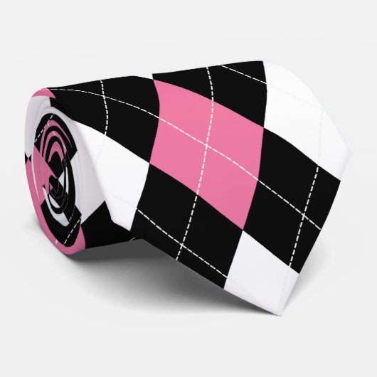 Roze en zwarte Stropdas (Opgerold)