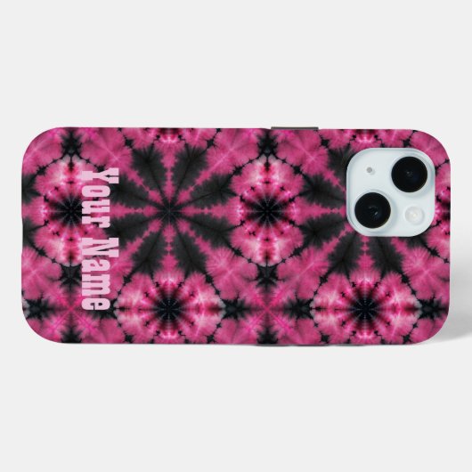 Roze en zwarte stropdas dye gepersonaliseerde naam Case-Mate iPhone case (Achterkant (horizontaal))