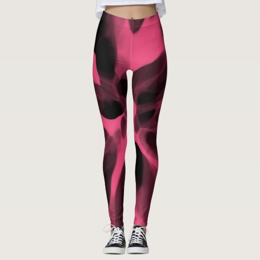 roze en zwarte Stropdas Leggings (Voorkant)