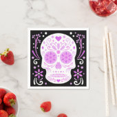 Roze en zwarte suikerschedel servet (Insitu)