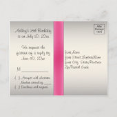 Roze en zwarte Sweet 16 RSVP Briefkaart (Achterkant)