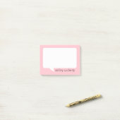 Roze en zwarte Talk Bubble Persoonlijke naam Post-it® Notes (Op bureau)