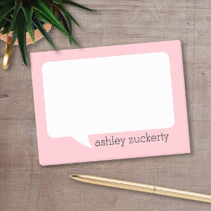 Roze en zwarte Talk Bubble Persoonlijke naam Post-it® Notes