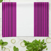 Roze en zwarte tapkeukenhanddoeken met Stripe Theedoek (Gevouwen)
