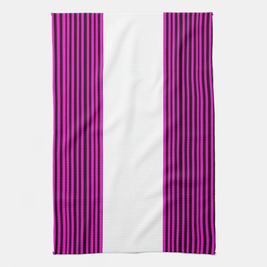 Roze en zwarte tapkeukenhanddoeken met Stripe Theedoek (Verticaal)