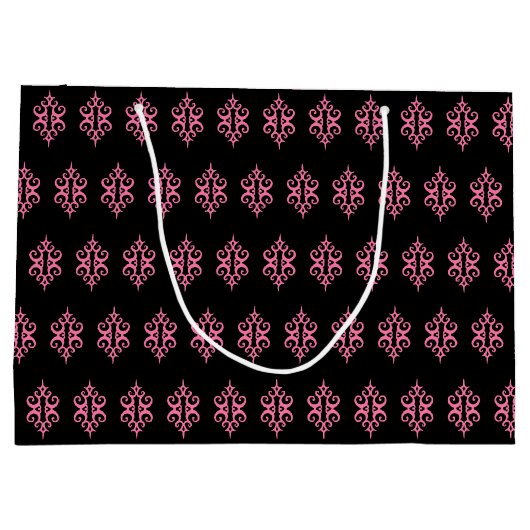 Roze en zwarte tas met wieltjes large cadeautasje (Achterkant)