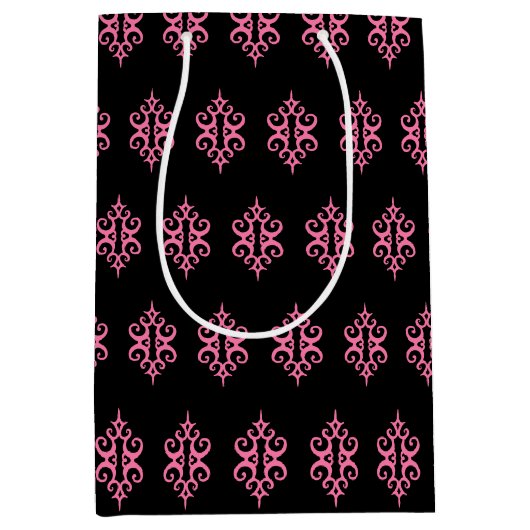 roze en zwarte tas met wieltjes medium cadeauzakje (Voorkant)