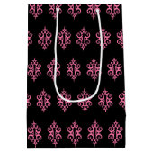 roze en zwarte tas met wieltjes medium cadeauzakje (Achterkant)