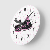 Roze en zwarte Teapot Kitchen-klok Ronde Klok (Hoek)